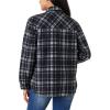 imageWallFlower Casual Fleece and Plaid Shackets Jackets Juniors for Women Soft ButtonDownBlack Night