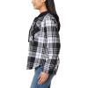 imageWallFlower Casual Fleece and Plaid Shackets Jackets Juniors for Women Soft ButtonDownBlackWhite