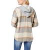 imageWallFlower Casual Fleece and Plaid Shackets Jackets Juniors for Women Soft ButtonDownCreamTruffle Plaid
