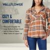 imageWallFlower Casual Fleece and Plaid Shackets Jackets Juniors for Women Soft ButtonDownMood Indigo