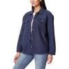 imageWallFlower Casual Fleece and Plaid Shackets Jackets Juniors for Women Soft ButtonDownNavy Slate