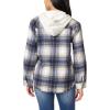 imageWallFlower Casual Fleece and Plaid Shackets Jackets Juniors for Women Soft ButtonDownNavyTanCream