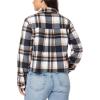 imageWallFlower Womens Chloe Polar Cozy Fleece Boyfriend Spring Summer and Fall Light Shacket JacketsBlack White Plaid