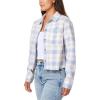 imageWallFlower Womens Chloe Polar Cozy Fleece Boyfriend Spring Summer and Fall Light Shacket JacketsBlue Plaid