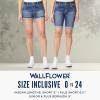imageWallFlower Womens Irresistible Denim Shorts HighRise Insta Soft Juniors Standard and PlusKelly