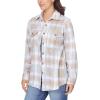imageWallFlower Womens Taylor Essential French Terry Boyfriend Fleece Spring Summer and Fall Light Shacket JacketsBlue Beige Plaid