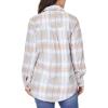 imageWallFlower Womens Taylor Essential French Terry Boyfriend Fleece Spring Summer and Fall Light Shacket JacketsBlue Beige Plaid