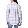 imageWallFlower Womens Taylor Essential French Terry Boyfriend Fleece Spring Summer and Fall Light Shacket JacketsBlue Tan Plaid
