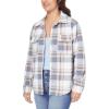 imageWallFlower Womens Taylor Polar Cozy Fleece Boyfriend Trendy Spring Summer and Fall Light Shacket JacketsGrisaille