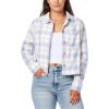 imageWallFlower Womens Chloe Polar Cozy Fleece Boyfriend Spring Summer and Fall Light Shacket JacketsBlue Plaid
