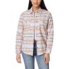 imageWallFlower Womens Taylor Essential French Terry Boyfriend Fleece Spring Summer and Fall Light Shacket JacketsBeige Grey Aztec
