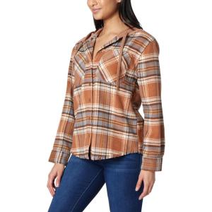 imageWallFlower Casual Fleece and Plaid Shackets Jackets Juniors for Women Soft ButtonDownApple Butter