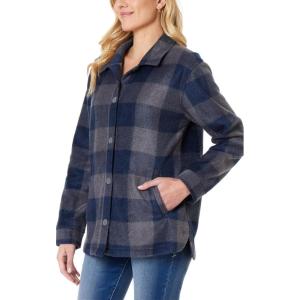 imageWallFlower Casual Fleece and Plaid Shackets Jackets Juniors for Women Soft ButtonDownBlack