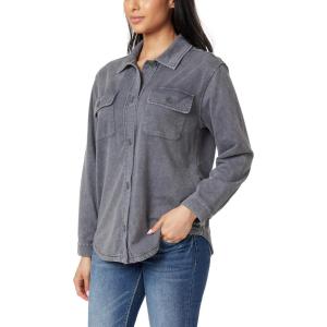 imageWallFlower Casual Fleece and Plaid Shackets Jackets Juniors for Women Soft ButtonDownBlack Pearl
