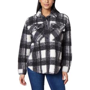 imageWallFlower Casual Fleece and Plaid Shackets Jackets Juniors for Women Soft ButtonDownEclipseSnowfall