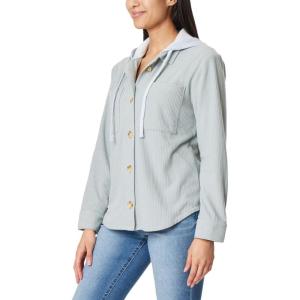 imageWallFlower Casual Fleece and Plaid Shackets Jackets Juniors for Women Soft ButtonDownIced Mint