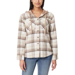 imageWallFlower Casual Fleece and Plaid Shackets Jackets Juniors for Women Soft ButtonDownMaple