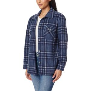 imageWallFlower Casual Fleece and Plaid Shackets Jackets Juniors for Women Soft ButtonDownMood Indigo