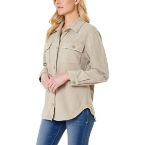 imageWallFlower Casual Fleece and Plaid Shackets Jackets Juniors for Women Soft ButtonDownPebble