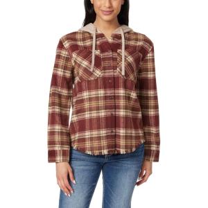 imageWallFlower Casual Fleece and Plaid Shackets Jackets Juniors for Women Soft ButtonDownRose Taupe