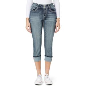 imageWallFlower Womens Flirty Curvy Crop Jeans High Rise Insta Stretch Denim 235Inch Inseam Sizes 0  24Galaxy
