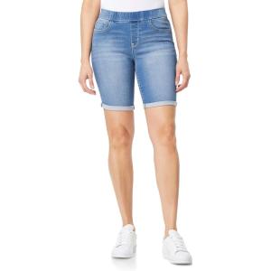 imageWallFlower Womens Pull On Bermuda Denim Shorts 9quot HighRise Insta Soft JuniorsAmal