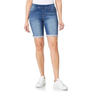 imageWallFlower Womens Pull On Bermuda Denim Shorts 9quot HighRise Insta Soft JuniorsHayden