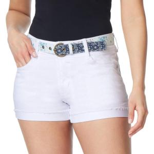imageWallFlower Womens Standard and Plus Luscious Curvy 9inch MidRise Bermuda ShortsWhite Belted Short
