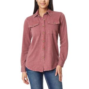 imageWallFlower Womens Taylor Essential French Terry Boyfriend Fleece Spring Summer and Fall Light Shacket JacketsDark Red