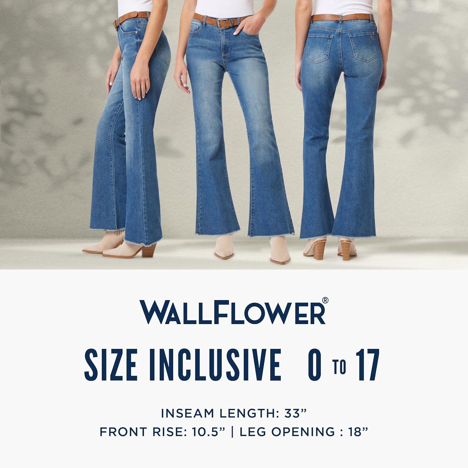 imageWallFlower Fearless Curvy HighRise Flared Jeans for Women Belted Insta Vintage Stretch Juniors DenimBasil