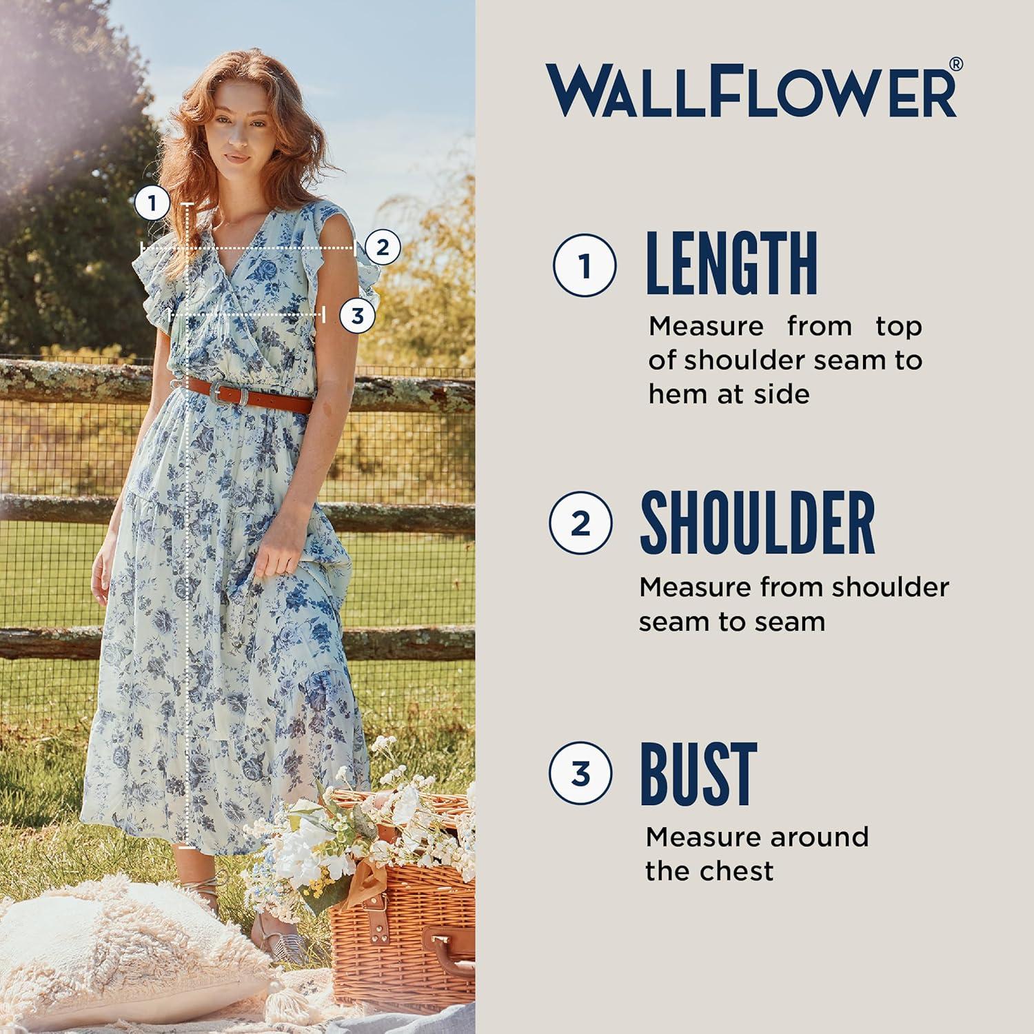 imageWallFlower Womens 2Piece Sweater and Dress Set Elegant Teacher LooksDark Brown Floral  Light Blue Cardigan