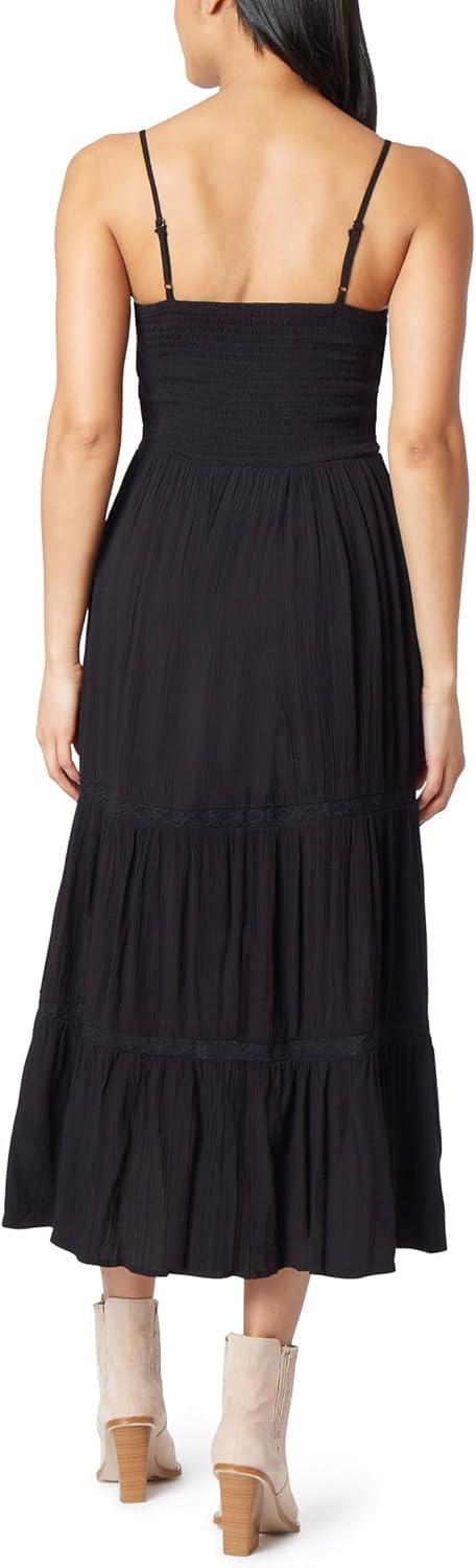 imageWallFlower Womens Adele Rayon Tiered Maxi DressBlack Night