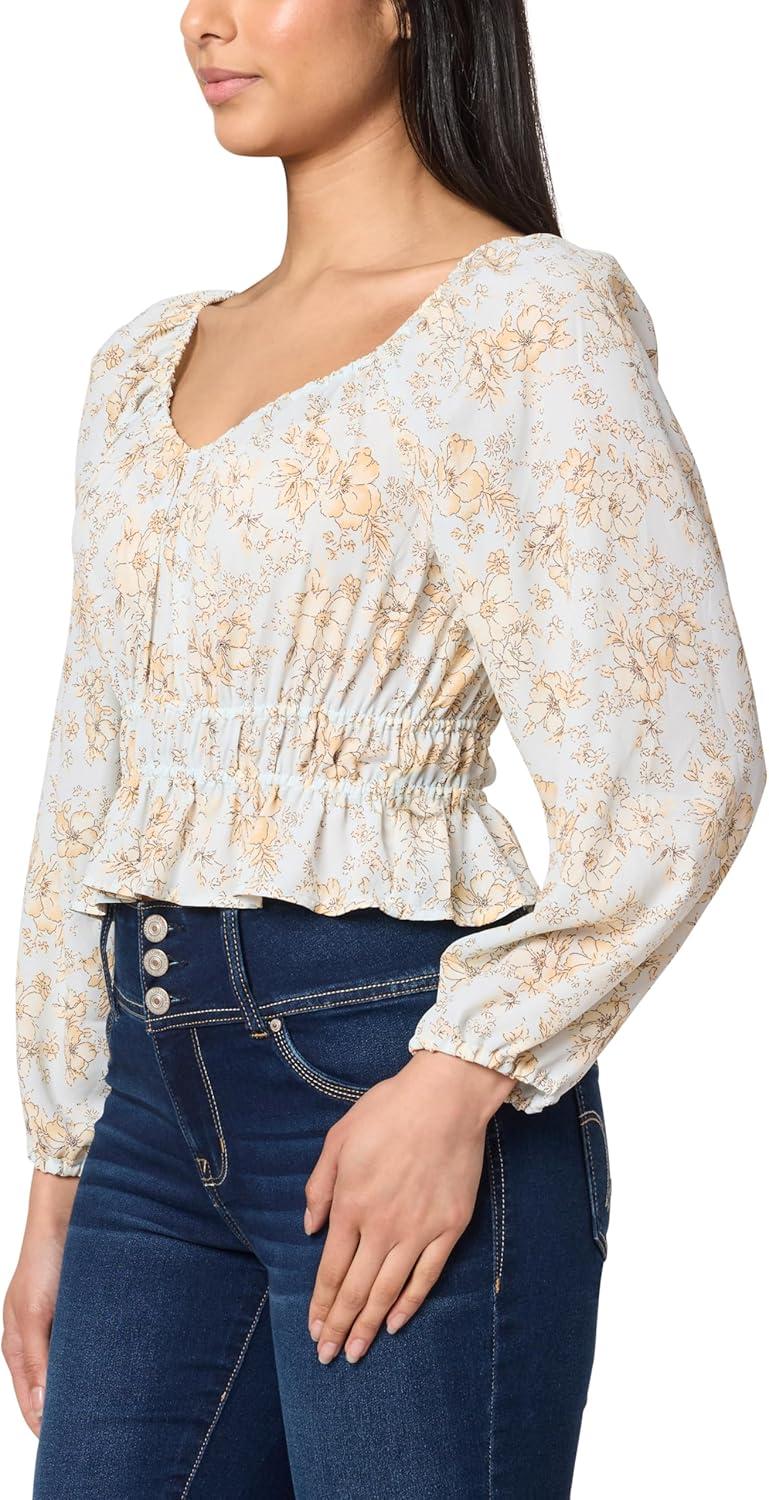 imageWallFlower Womens Alexandra Long Sleeve Sweetheart Blouse TopPlein Air