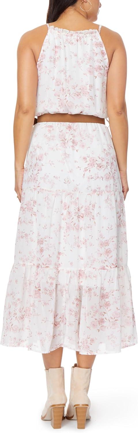 imageWallFlower Womens April Chiffon Belted Maxi DressSugar Swizzle