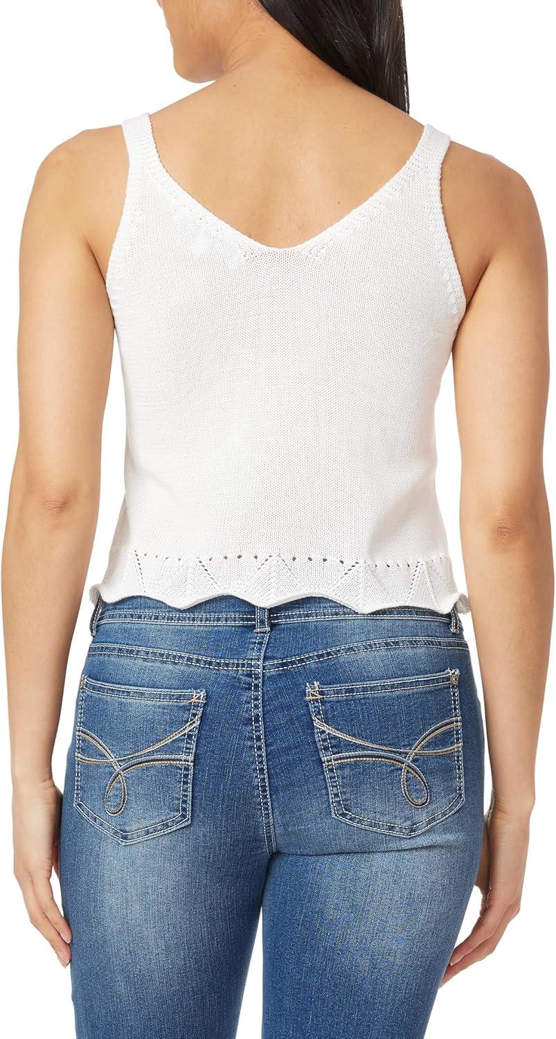 imageWallFlower Womens Aria Pointelle Sweater Knit Tank TopOffwhite