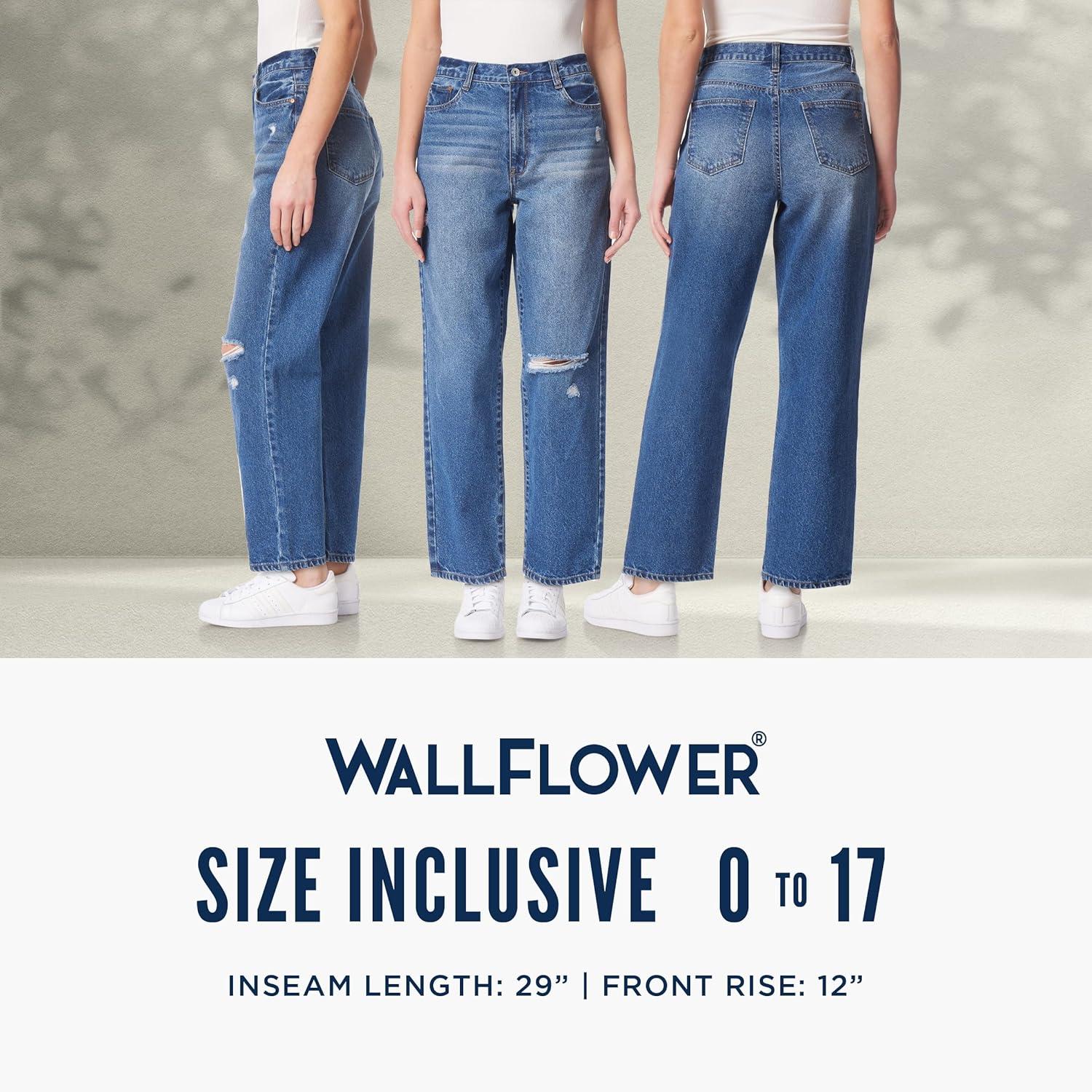 imageWallFlower Womens Boyfriend Straight Denim HighRise Insta Classic Juniors JeansLaurel