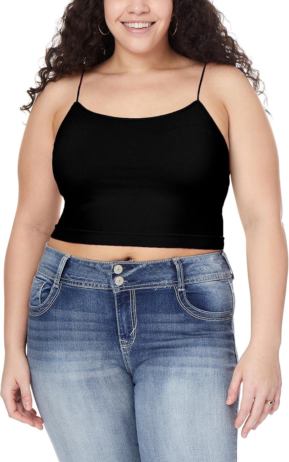 imageWallFlower Womens Carson Insta Smooth Seamless Shelf Bra Camisole 2Pack Standard and PlusBlack NightSnow White