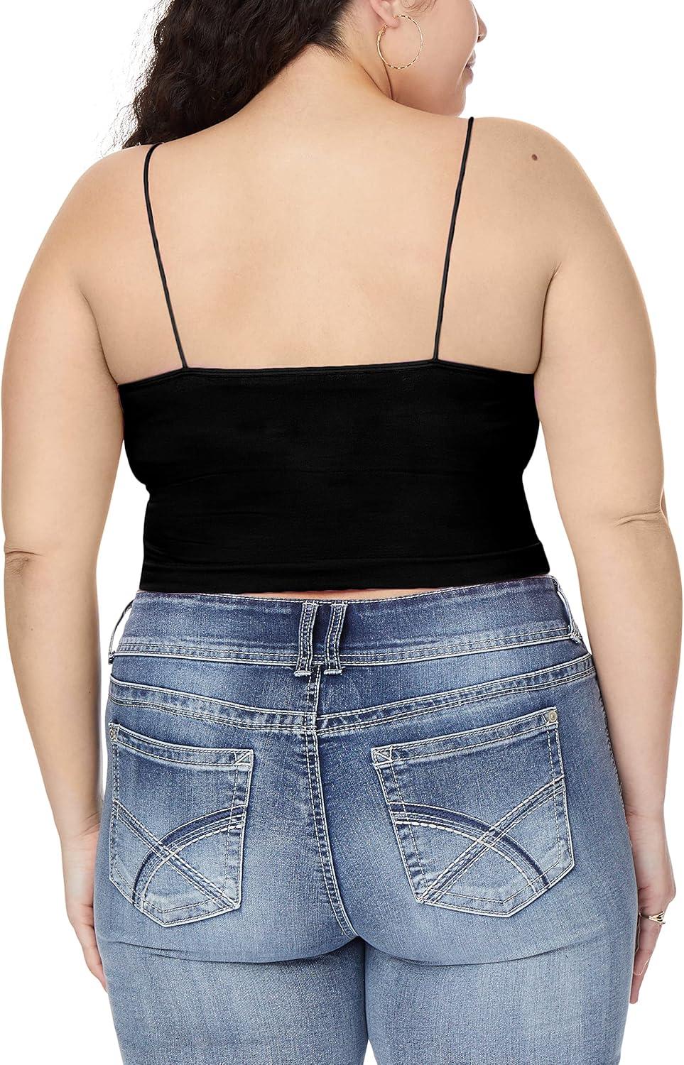 imageWallFlower Womens Carson Insta Smooth Seamless Shelf Bra Camisole 2Pack Standard and PlusBlack NightSnow White