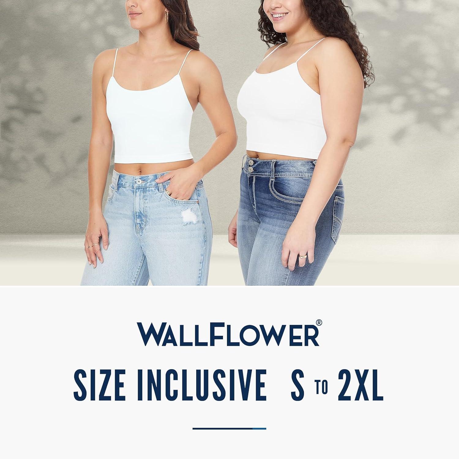 imageWallFlower Womens Carson Insta Smooth Seamless Shelf Bra Camisole 2Pack Standard and PlusSnow WhiteAntlerBlack Night