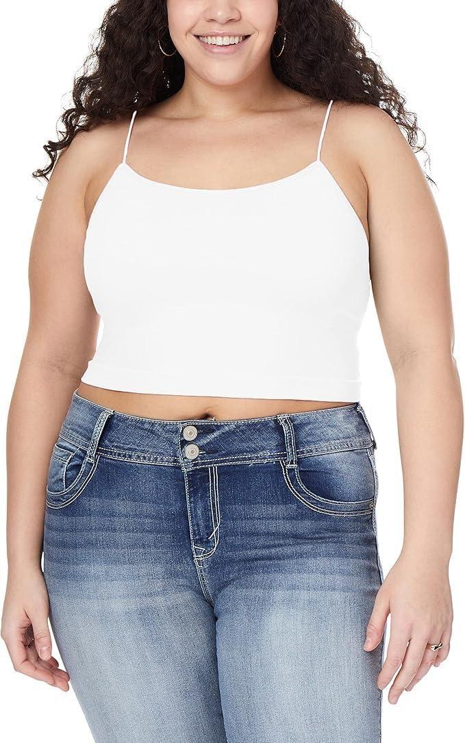 imageWallFlower Womens Carson Insta Smooth Seamless Shelf Bra Camisole 2Pack Standard and PlusSnow WhiteAntlerBlack Night