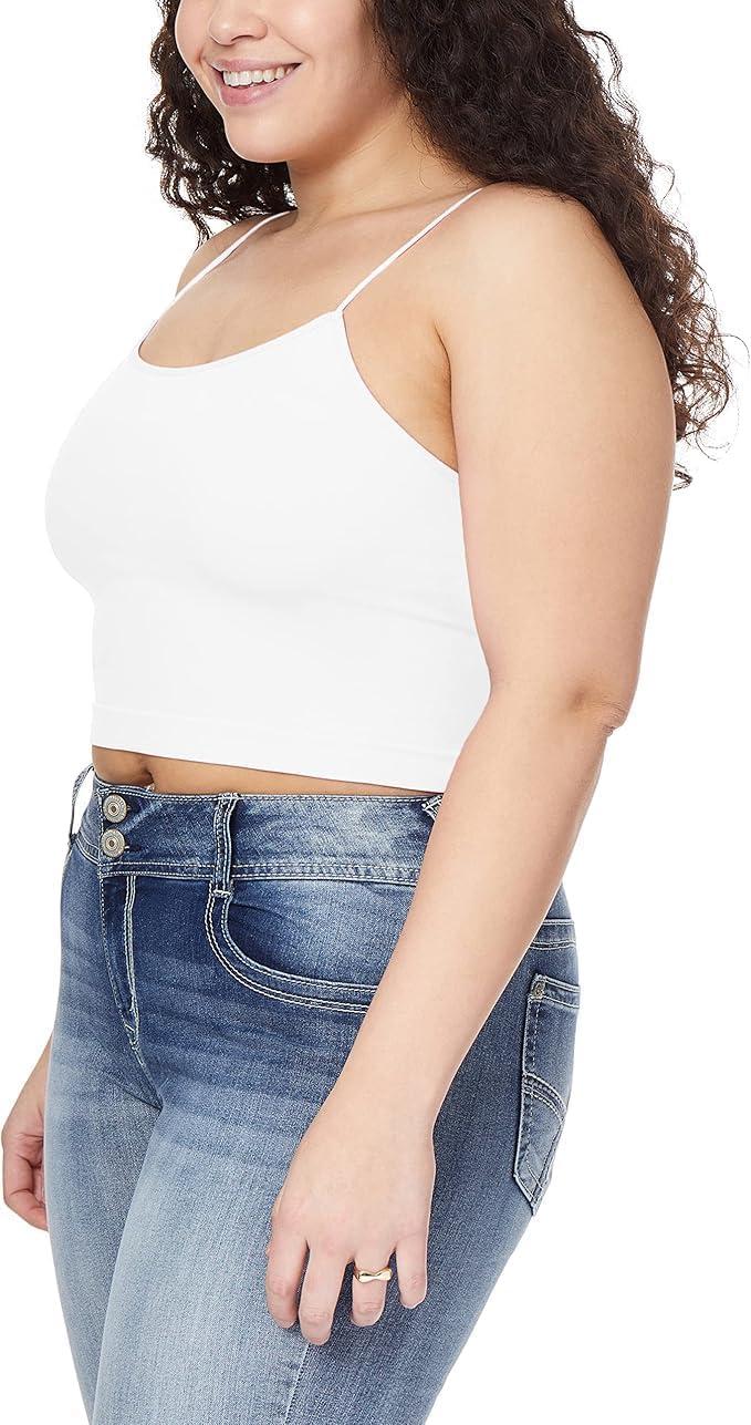 imageWallFlower Womens Carson Insta Smooth Seamless Shelf Bra Camisole 2Pack Standard and PlusSnow WhiteAntlerSurf Spray