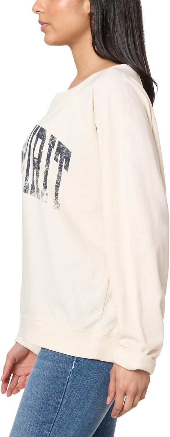 imageWallFlower Womens Dallas Oversized French Terry Graphic SweatshirtAntique White