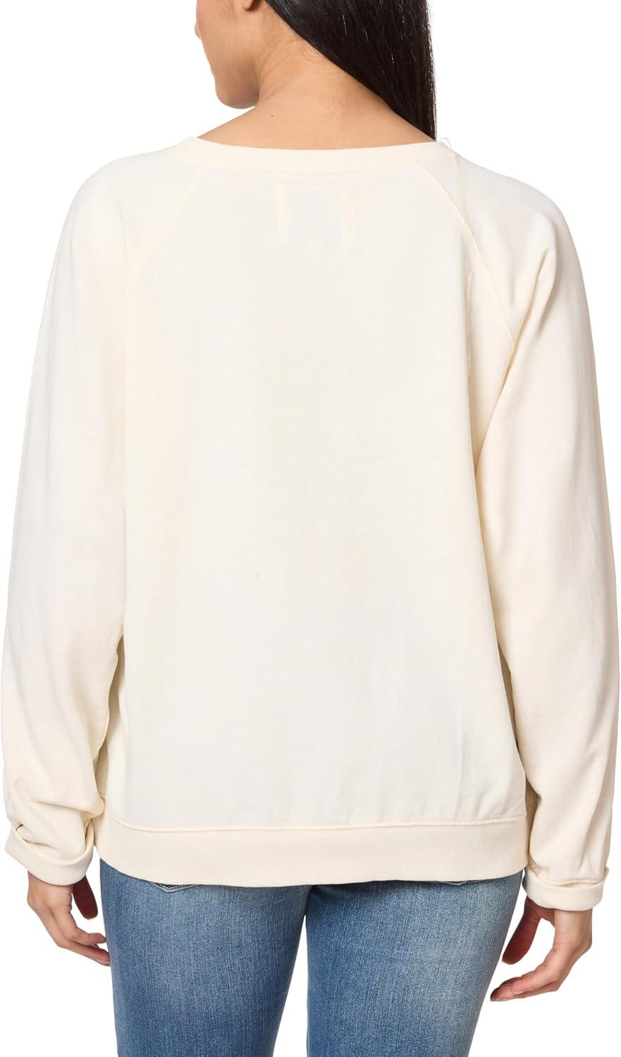 imageWallFlower Womens Dallas Oversized French Terry Graphic SweatshirtAntique White