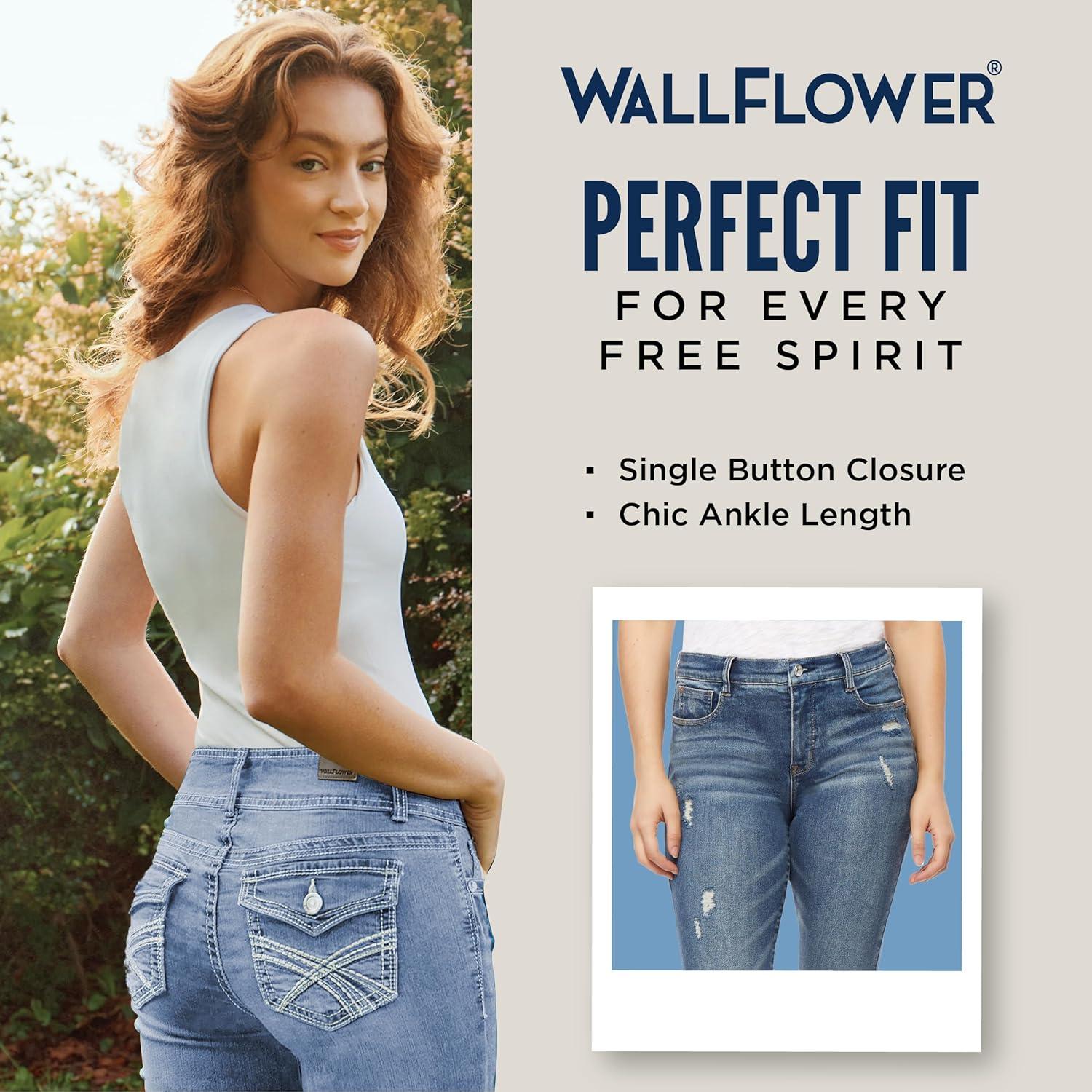 imageWallFlower Womens Fearless Curvy Ankle Denim Super HighRise Insta Vintage Juniors Jeans Sizes 017Connie