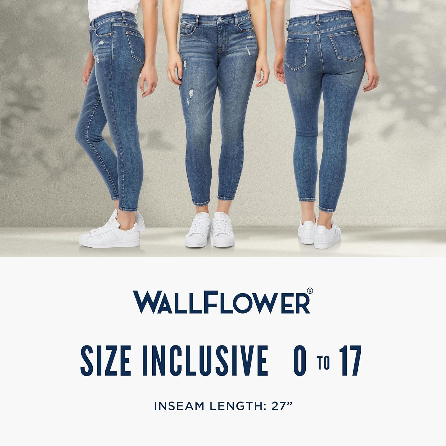 imageWallFlower Womens Fearless Curvy Ankle Denim Super HighRise Insta Vintage Juniors Jeans Sizes 017Connie