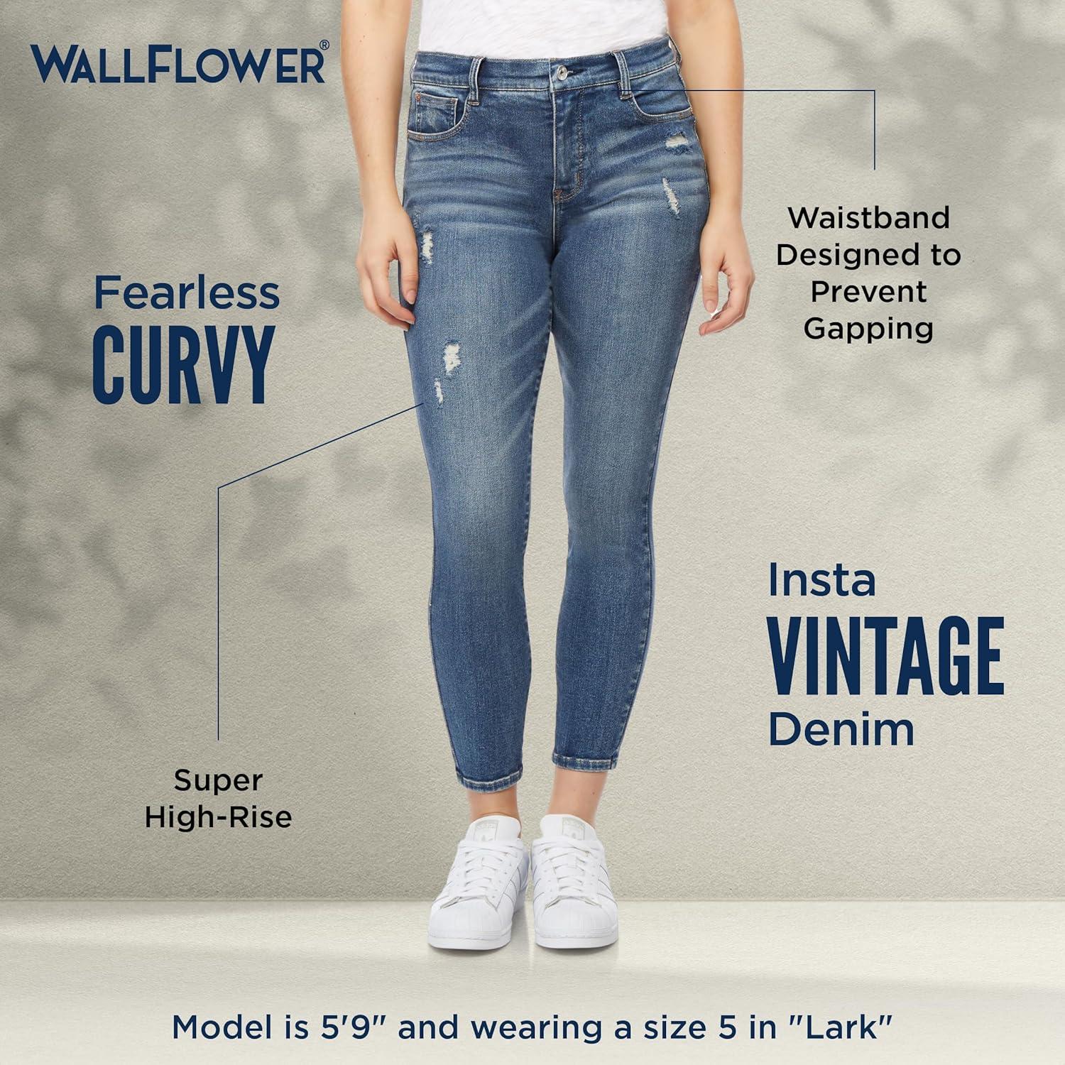 imageWallFlower Womens Fearless Curvy Ankle Denim Super HighRise Insta Vintage Juniors Jeans Sizes 017Connie