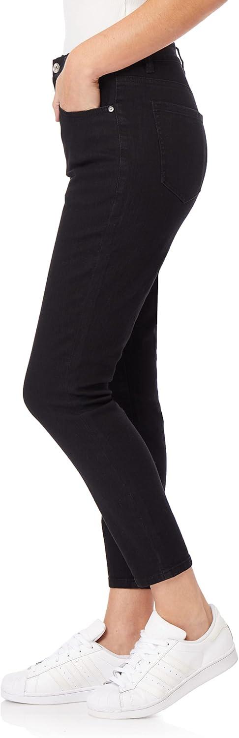 imageWallFlower Womens Fearless Curvy Ankle Denim Super HighRise Insta Vintage Juniors JeansCoalBlack