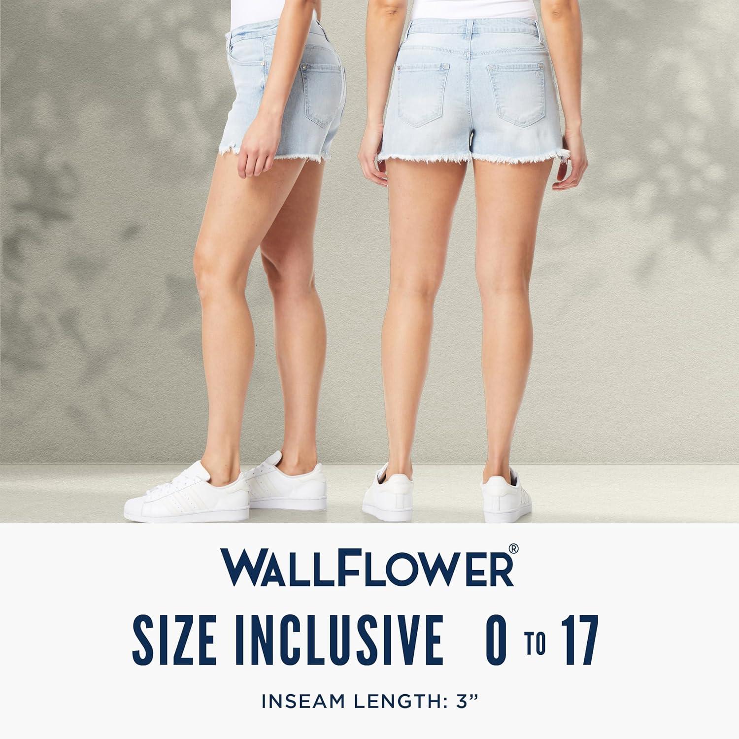 imageWallFlower Womens Fearless Curvy Denim Fashion Shorts HighRise Insta Vintage JuniorsConnie Printed
