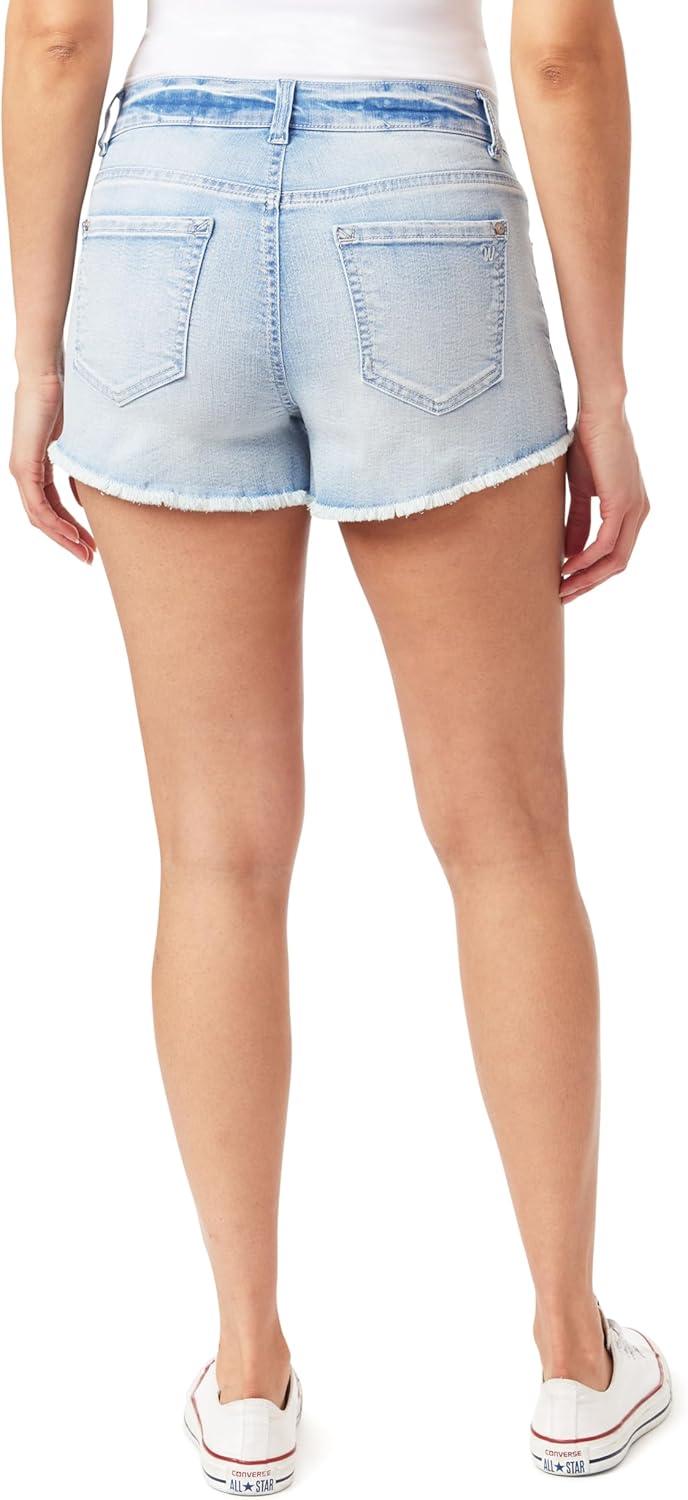 imageWallFlower Womens Fearless Curvy Denim Fashion Shorts HighRise Insta Vintage JuniorsEdna With Star Appliqu