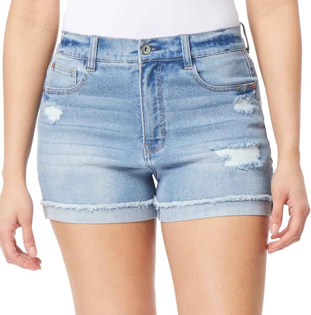 imageWallFlower Womens Fearless Curvy Denim Shorts HighRise Insta Vintage Juniors Standard and PlusGardenia